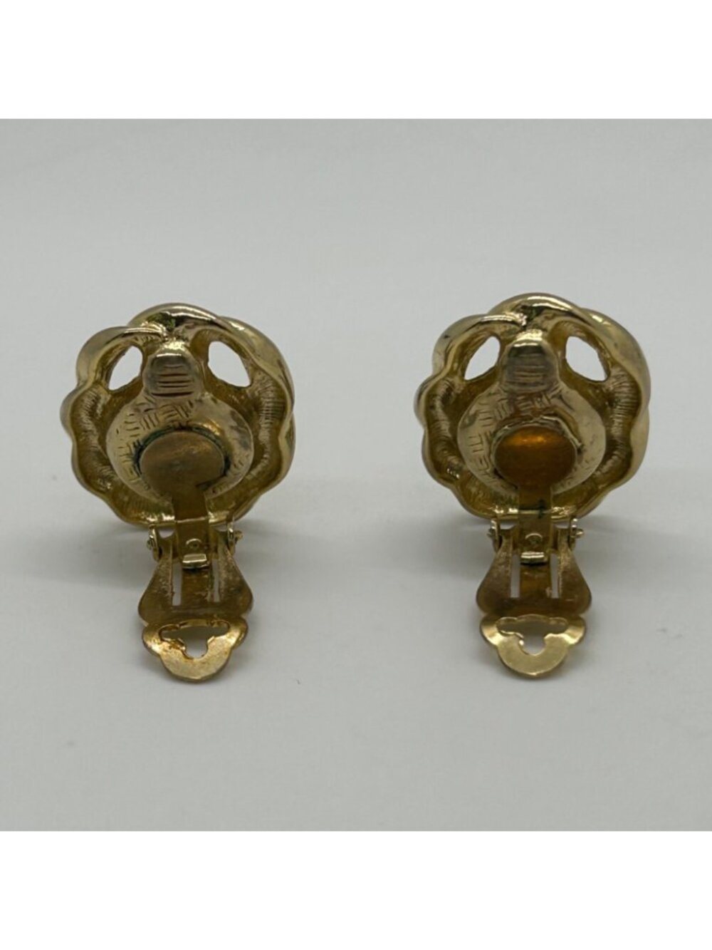 Vintage Gold-Tone Interchangeable Clip-On Earrings 10 Interchangeable Cabochons - Picture 9 of 13